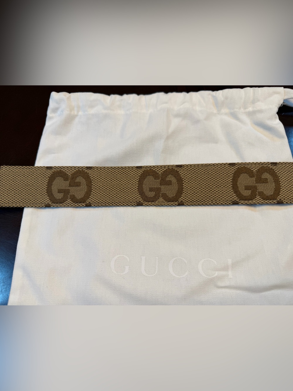New Gucci GG Supreme Jumbo Logo Belt Brown Size 46 / 115 cm Fits Waist 42 - 46 - Picture 10 of 13
